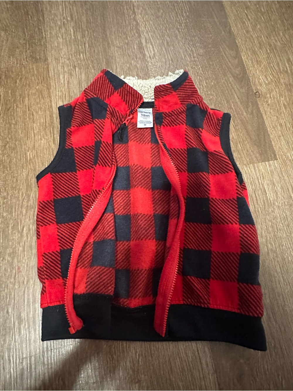 Carter's Red & Black Buffalo Plaid Jacket with Cream Sherpa